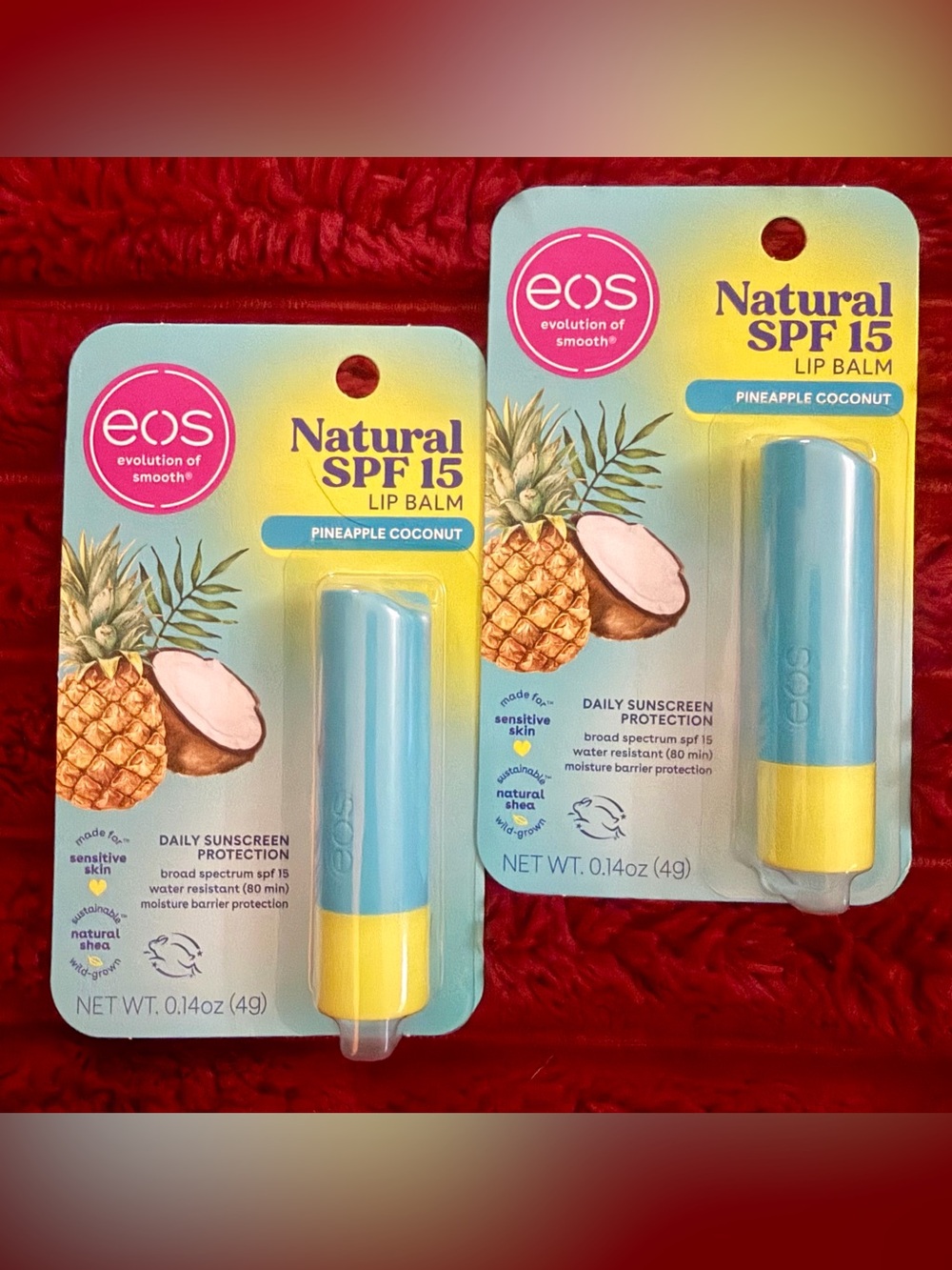 eos Natural SPF 15 Pineapple Coconut Lip Balm - Blue & Yellow